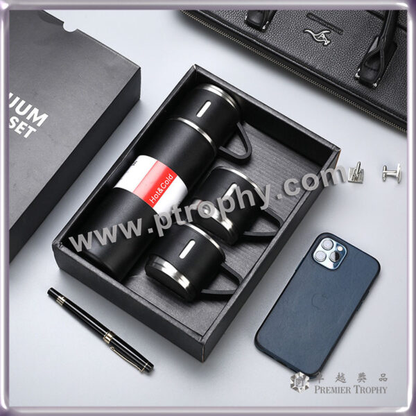 AG027 墨黑保溫杯套裝，特色禮品訂造
