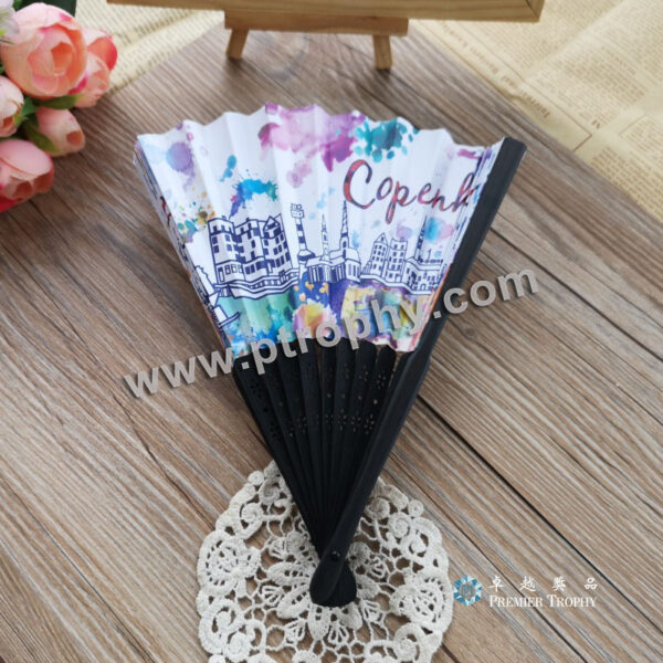 FH602 廣告竹木單面紙扇2，廣告扇子訂造
