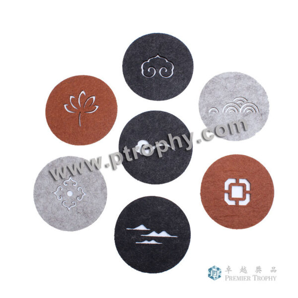 PY108 鏤空毛毯杯墊，廣告杯墊訂造