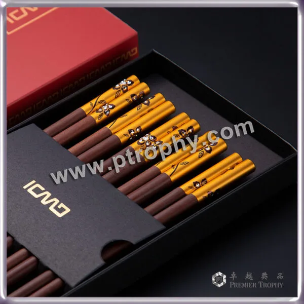 TW006 紅檀木筷子禮品套裝，餐具訂造 - 卓越獎品香港廠房